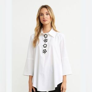 COPY - Joseph Ribkoff flower button blouse, size 4